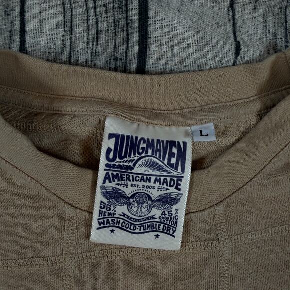 Jungmaven American Made Hemp Organic Cotton Crewneck Sweatshirt Womens L Tan USA - Picture 4 of 9